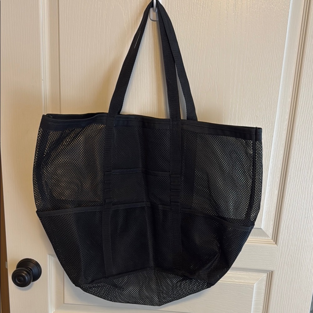 Black Mesh Tote Bag with Rounded Design